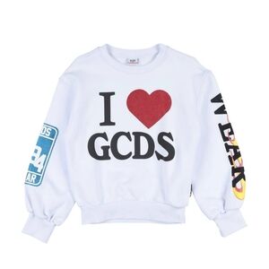 Designer GCDS Kids White Sweatshirt with Red Heart, size 8, new no tag